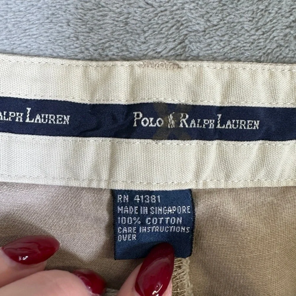 Polo Ralph Lauren Andrew Short Mens 33 Khaki Tan Pleated Chino Cotton Shorts